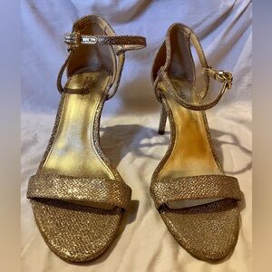 Michael Kors Sparkly Gold Stiletto Sandals, Size 7.5M (Women's)